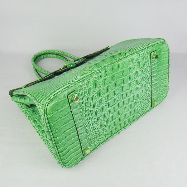 High Quality Fake Hermes Birkin 35CM Crocodile Head Veins Leather Bag Green 6089 - Click Image to Close